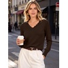 image:imageANRABESS Womens Sweaters V Neck Scallop Long Sleeve Pullover  Soft Lightweight Knit Top Cute Ribbed Cuff Loose Fit Casual Basic Elegant Office Work Daily Wear Fall Spring OutfitsCoffee