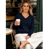 image:imageANRABESS Womens Sweaters V Neck Scallop Long Sleeve Pullover  Soft Lightweight Knit Top Cute Ribbed Cuff Loose Fit Casual Basic Elegant Office Work Daily Wear Fall Spring OutfitsNavy Blue