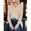 image:imageANRABESS Womens Sweaters V Neck Scallop Long Sleeve Pullover  Soft Lightweight Knit Top Cute Ribbed Cuff Loose Fit Casual Basic Elegant Office Work Daily Wear Fall Spring OutfitsAlmond