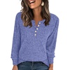 image:imageANRABESS Ribbed Long Sleeve Henley Shirts for Women  Soft lightweight Sweaters Loose Fit Office Work Casual Daily Wear Tunic 2026 Fall Winter Transition OutfitsDeep Blue