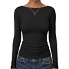 image:imageANRABESS Womens Long Sleeve Shirts Boat Neck Double Lined Top  Basic Slim Fitted Tshirts Stretchy Soft BreathableFall Winter Layer Clothing Going Out Casual Outfits Travel Everyday WearBlack