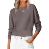 image:imageANRABESS Womens Long Sleeve Sweaters Cropped Crew Neck  Business Casual TopsLight Weight Comfy KnitPullover ShortSweaterBasic ClassicFall Fashion Winter Layer ClothesNutmeg