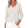 image:imageANRABESS Womens Sweaters V Neck Scallop Long Sleeve Pullover  Soft Lightweight Knit Top Cute Ribbed Cuff Loose Fit Casual Basic Elegant Office Work Daily Wear Fall Spring OutfitsWhite