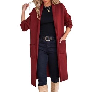 image:imageANRABESS Womens Cardigan Long Sweater Oversized Open Front Knit Coatigan Duster Coat 2026 Trendy Fall Outfits OuterwearRed