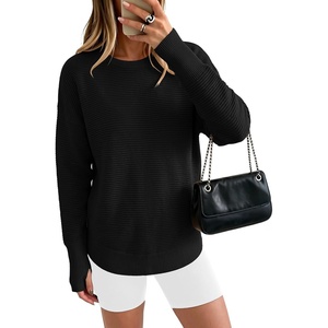 image:imageANRABESS Womens Long Sleeve Crew Neck Pullover Sweater  Ribbed Knit Tunic Top amp Thumb Hole Work Office Travel Basic Casual Fall Outfits For Daily Wear Winter Transition ClothingBlack