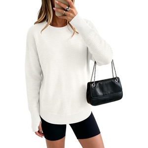 image:imageANRABESS Womens Long Sleeve Crew Neck Pullover Sweater  Ribbed Knit Tunic Top amp Thumb Hole Work Office Travel Basic Casual Fall Outfits For Daily Wear Winter Transition ClothingWhite