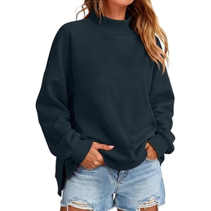 image:imageANRABESS Womens Oversized Mock Neck Sweatshirts  Pullover Side Slit Long Sleeve Tops Loose Fit Comfy Warm Soft Casual Work Daily Outfit Fall Winter Essential ClothesNavy Blue