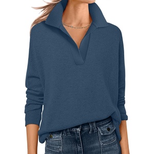 image:imageANRABESS Womens Polo V Neck Long Sleeve Sweaters Lightweight Dressy Casual Business Basic Knit Pullover Top 2026 Fall OutfitsDeep Blue