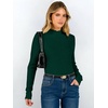 image:imageANRABESS Long Sleeve Mock Neck Tops for Women Knit Shirts  Lettuce Trim Ribbed Fitted Shirt Soft Lightweight Layer Basic Tee Work Going Out Tshirts Business Casual Fall Daily WearGreen