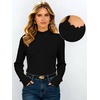 image:imageANRABESS Long Sleeve Mock Neck Tops for Women Knit Shirts  Lettuce Trim Ribbed Fitted Shirt Soft Lightweight Layer Basic Tee Work Going Out Tshirts Business Casual Fall Daily WearBlack