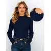 image:imageANRABESS Long Sleeve Mock Neck Tops for Women Knit Shirts  Lettuce Trim Ribbed Fitted Shirt Soft Lightweight Layer Basic Tee Work Going Out Tshirts Business Casual Fall Daily WearNavy Blue
