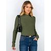 image:imageANRABESS Long Sleeve Mock Neck Tops for Women Knit Shirts  Lettuce Trim Ribbed Fitted Shirt Soft Lightweight Layer Basic Tee Work Going Out Tshirts Business Casual Fall Daily WearArmy Green