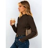 image:imageANRABESS Long Sleeve Mock Neck Tops for Women Knit Shirts  Lettuce Trim Ribbed Fitted Shirt Soft Lightweight Layer Basic Tee Work Going Out Tshirts Business Casual Fall Daily WearBrown