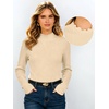 image:imageANRABESS Long Sleeve Mock Neck Tops for Women Knit Shirts  Lettuce Trim Ribbed Fitted Shirt Soft Lightweight Layer Basic Tee Work Going Out Tshirts Business Casual Fall Daily WearBeige