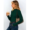image:imageANRABESS Long Sleeve Mock Neck Tops for Women Knit Shirts  Lettuce Trim Ribbed Fitted Shirt Soft Lightweight Layer Basic Tee Work Going Out Tshirts Business Casual Fall Daily WearGreen