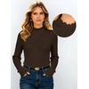 image:imageANRABESS Long Sleeve Mock Neck Tops for Women Knit Shirts  Lettuce Trim Ribbed Fitted Shirt Soft Lightweight Layer Basic Tee Work Going Out Tshirts Business Casual Fall Daily WearBrown