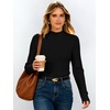 image:imageANRABESS Long Sleeve Mock Neck Tops for Women Knit Shirts  Lettuce Trim Ribbed Fitted Shirt Soft Lightweight Layer Basic Tee Work Going Out Tshirts Business Casual Fall Daily WearBlack