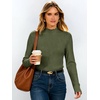 image:imageANRABESS Long Sleeve Mock Neck Tops for Women Knit Shirts  Lettuce Trim Ribbed Fitted Shirt Soft Lightweight Layer Basic Tee Work Going Out Tshirts Business Casual Fall Daily WearArmy Green