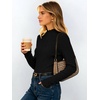 image:imageANRABESS Long Sleeve Mock Neck Tops for Women Knit Shirts  Lettuce Trim Ribbed Fitted Shirt Soft Lightweight Layer Basic Tee Work Going Out Tshirts Business Casual Fall Daily WearBlack