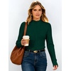 image:imageANRABESS Long Sleeve Mock Neck Tops for Women Knit Shirts  Lettuce Trim Ribbed Fitted Shirt Soft Lightweight Layer Basic Tee Work Going Out Tshirts Business Casual Fall Daily WearGreen