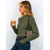 image:imageANRABESS Long Sleeve Mock Neck Tops for Women Knit Shirts  Lettuce Trim Ribbed Fitted Shirt Soft Lightweight Layer Basic Tee Work Going Out Tshirts Business Casual Fall Daily WearArmy Green