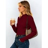 image:imageANRABESS Long Sleeve Mock Neck Tops for Women Knit Shirts  Lettuce Trim Ribbed Fitted Shirt Soft Lightweight Layer Basic Tee Work Going Out Tshirts Business Casual Fall Daily WearRed