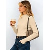 image:imageANRABESS Long Sleeve Mock Neck Tops for Women Knit Shirts  Lettuce Trim Ribbed Fitted Shirt Soft Lightweight Layer Basic Tee Work Going Out Tshirts Business Casual Fall Daily WearBeige