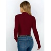 image:imageANRABESS Long Sleeve Mock Neck Tops for Women Knit Shirts  Lettuce Trim Ribbed Fitted Shirt Soft Lightweight Layer Basic Tee Work Going Out Tshirts Business Casual Fall Daily WearRed
