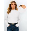 image:imageANRABESS Long Sleeve Mock Neck Tops for Women Knit Shirts  Lettuce Trim Ribbed Fitted Shirt Soft Lightweight Layer Basic Tee Work Going Out Tshirts Business Casual Fall Daily WearWhite