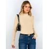 image:imageANRABESS Long Sleeve Mock Neck Tops for Women Knit Shirts  Lettuce Trim Ribbed Fitted Shirt Soft Lightweight Layer Basic Tee Work Going Out Tshirts Business Casual Fall Daily WearBeige
