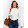 image:imageANRABESS Long Sleeve Mock Neck Tops for Women Knit Shirts  Lettuce Trim Ribbed Fitted Shirt Soft Lightweight Layer Basic Tee Work Going Out Tshirts Business Casual Fall Daily WearWhite