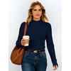 image:imageANRABESS Long Sleeve Mock Neck Tops for Women Knit Shirts  Lettuce Trim Ribbed Fitted Shirt Soft Lightweight Layer Basic Tee Work Going Out Tshirts Business Casual Fall Daily WearNavy Blue