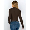 image:imageANRABESS Long Sleeve Mock Neck Tops for Women Knit Shirts  Lettuce Trim Ribbed Fitted Shirt Soft Lightweight Layer Basic Tee Work Going Out Tshirts Business Casual Fall Daily WearBrown