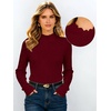 image:imageANRABESS Long Sleeve Mock Neck Tops for Women Knit Shirts  Lettuce Trim Ribbed Fitted Shirt Soft Lightweight Layer Basic Tee Work Going Out Tshirts Business Casual Fall Daily WearRed
