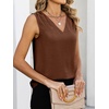 image:imageANRABESS Women Tank Tops Ruched Shoulder Dressy Blouse Business Casual Outfits Sleeveless V Neck Shirt Beach Vacation ClothesCoffee