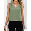 image:imageANRABESS Women Tank Tops Ruched Shoulder Dressy Blouse Business Casual Outfits Sleeveless V Neck Shirt Beach Vacation ClothesLight Green