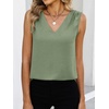 image:imageANRABESS Women Tank Tops Ruched Shoulder Dressy Blouse Business Casual Outfits Sleeveless V Neck Shirt Beach Vacation ClothesLight Green