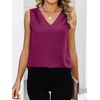 image:imageANRABESS Women Tank Tops Ruched Shoulder Dressy Blouse Business Casual Outfits Sleeveless V Neck Shirt Beach Vacation ClothesPurple Red