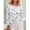 image:imageANRABESS Womens Boat Neck 34 Sleeve Top 2026 Summer Fall Fashion T Shirt  Soft Stretchy Breathable StripedSolidPrinted Basic Tees Casual amp Work Wear Travel Vacation Outfits AllSeason ClothingWhite Floral