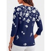 image:imageANRABESS Womens Boat Neck 34 Sleeve Top 2026 Summer Fall Fashion T Shirt  Soft Stretchy Breathable StripedSolidPrinted Basic Tees Casual amp Work Wear Travel Vacation Outfits AllSeason ClothingNavy White Floral