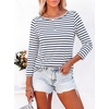 image:imageANRABESS Womens Boat Neck 34 Sleeve Top 2026 Summer Fall Fashion T Shirt  Soft Stretchy Breathable StripedSolidPrinted Basic Tees Casual amp Work Wear Travel Vacation Outfits AllSeason ClothingNavy White Stripe
