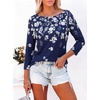 image:imageANRABESS Womens Boat Neck 34 Sleeve Top 2026 Summer Fall Fashion T Shirt  Soft Stretchy Breathable StripedSolidPrinted Basic Tees Casual amp Work Wear Travel Vacation Outfits AllSeason ClothingNavy White Floral