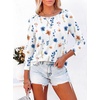 image:imageANRABESS Womens Boat Neck 34 Sleeve Top 2026 Summer Fall Fashion T Shirt  Soft Stretchy Breathable StripedSolidPrinted Basic Tees Casual amp Work Wear Travel Vacation Outfits AllSeason ClothingWhite Floral