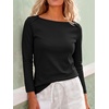 image:imageANRABESS Womens Boat Neck 34 Sleeve Top 2026 Summer Fall Fashion T Shirt  Soft Stretchy Breathable StripedSolidPrinted Basic Tees Casual amp Work Wear Travel Vacation Outfits AllSeason ClothingBlack