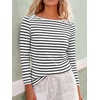 image:imageANRABESS Womens Boat Neck 34 Sleeve Top 2026 Summer Fall Fashion T Shirt  Soft Stretchy Breathable StripedSolidPrinted Basic Tees Casual amp Work Wear Travel Vacation Outfits AllSeason ClothingBlack White Stripe