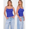 image:imageANRABESS Womens Cropped Spaghetti Strap Double Lined Tank Tops  Square Neck Camisole Soft Stretchy Silky Fabric Slim Fit Casual Summer Layering Going Out Workout Y2K Basic StyleRoyal Blue
