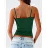 image:imageANRABESS Womens Cropped Spaghetti Strap Double Lined Tank Tops  Square Neck Camisole Soft Stretchy Silky Fabric Slim Fit Casual Summer Layering Going Out Workout Y2K Basic StyleDark Green