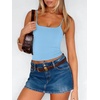 image:imageANRABESS Womens Cropped Spaghetti Strap Double Lined Tank Tops  Square Neck Camisole Soft Stretchy Silky Fabric Slim Fit Casual Summer Layering Going Out Workout Y2K Basic StyleLight Blue