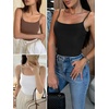 image:imageANRABESS Womens Cropped Spaghetti Strap Double Lined Tank Tops  Square Neck Camisole Soft Stretchy Silky Fabric Slim Fit Casual Summer Layering Going Out Workout Y2K Basic StyleBlack