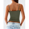 image:imageANRABESS Womens Cropped Spaghetti Strap Double Lined Tank Tops  Square Neck Camisole Soft Stretchy Silky Fabric Slim Fit Casual Summer Layering Going Out Workout Y2K Basic StyleArmy Green